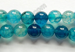 Blue Fire Agate  -  Smooth Round Beads  15"