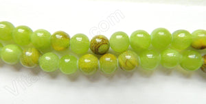 Australia Olive Jade  -  Smooth Round Beads  16"     8 mm