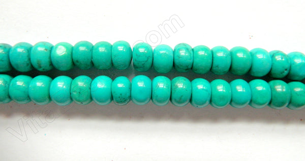 Dark Blue Green Chinese Turquoise A (Natural)  -  Smooth Rondels  16"