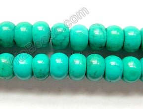 Dark Blue Green Chinese Turquoise A (Natural)  -  Smooth Rondels  16"