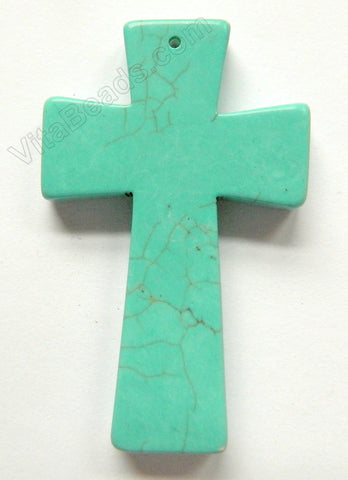 Blue Crack Turquoise  -  Flat Cross Pendant