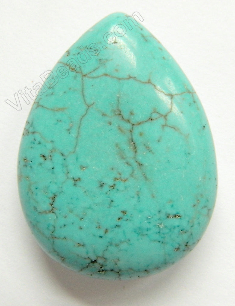 Light Blue Crack Turquoise  -  Smooth Teardrops Pendant