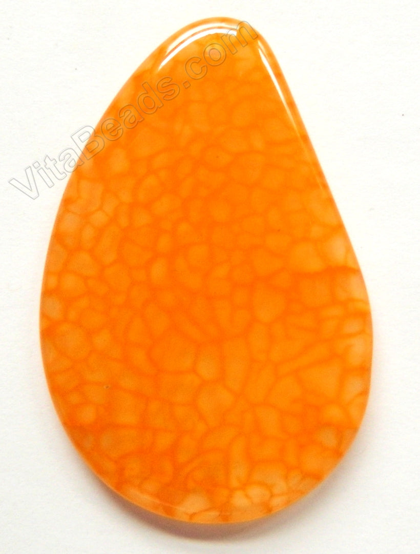 Smooth Free Form Teardrop Pendant - Orange Fire Agate