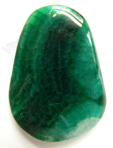 Smooth Free Form Pendant - Dark Green Fire Agate