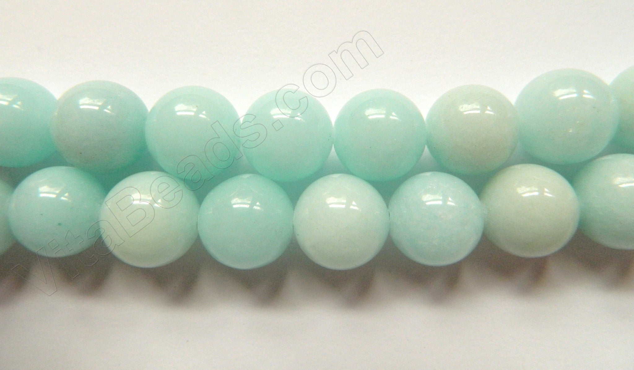 Light Blue Amazonite Jade  -  Big Smooth Round Beads