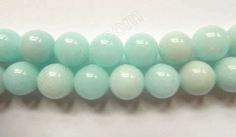 Light Blue Amazonite Jade  -  Big Smooth Round Beads