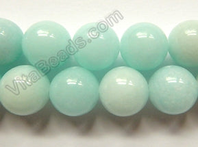 Light Blue Amazonite Jade  -  Big Smooth Round Beads