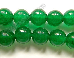 Deep Green Malay Jade  -  Smooth Round  16"     12 mm