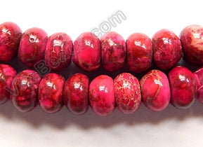 Dark Fuchsia Red Impression Jasper  -  Smooth Rondels  16"     8 mm
