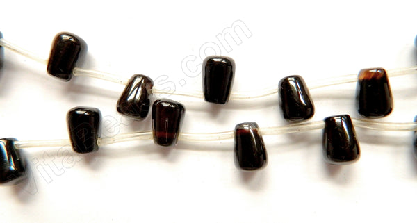 Black Onyx  -  Smooth Round Teardrops Flat Top 16"