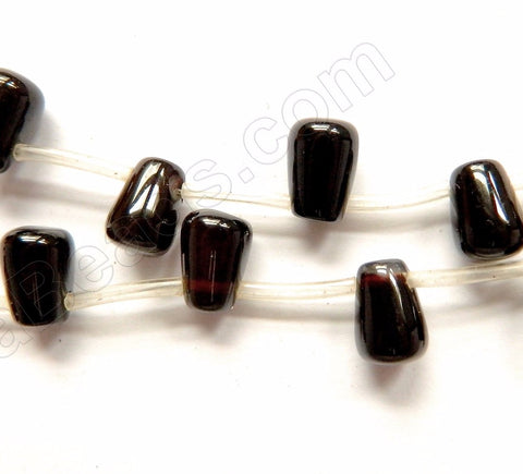 Black Onyx  -  Smooth Round Teardrops Flat Top 16"