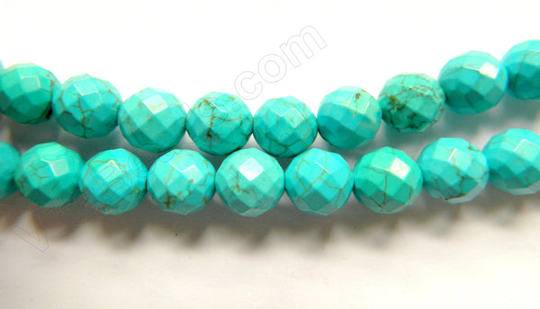 Cracked Blue Chinese Turquoise A  -  Faceted Round  16"