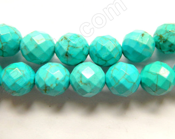 Cracked Blue Chinese Turquoise A  -  Faceted Round  16"