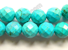 Cracked Blue Chinese Turquoise A  -  Faceted Round  16"