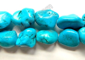 Deep Blue Chinese Turquoise  -  Free Form Nuggets  16"