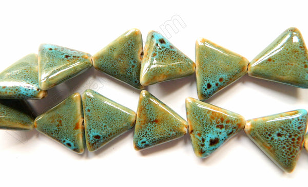Green Turquoise Look Porcelain  -  Triangle Beads 12"