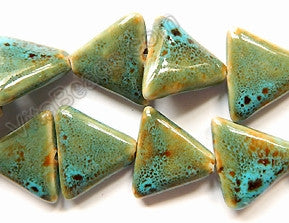 Porcelain Beads - Green Turquoise Look - 22x25x7mm Triangle 12"