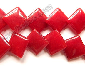 Dark Red Jade  -  Lentil Puff Diamonds  16"