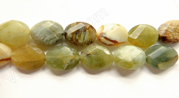 Fire New Jade  -  Twist Faceted Ovals  16"