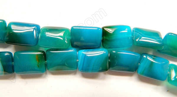 Dark Blue Green Sardonix Agate  -  Puff Rectangles  16"