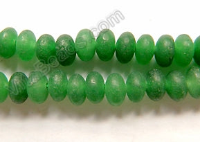 Frosted Green Jade Dark  -  Smooth Rondel  16"    6 mm