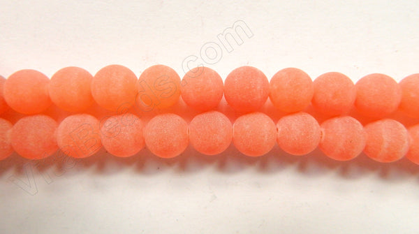 Frosted Orange Red Jade  -  Smooth Round  16"
