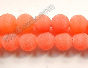 Frosted Orange Red Jade  -  Smooth Round  16"