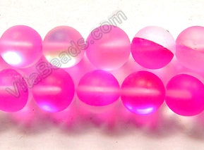 Half Plated Frosted Fuchsia Crystal  -  Smooth Round  16"