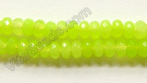 Neon Green Jade  -  Small Faceted Rondel  15"     4 mm