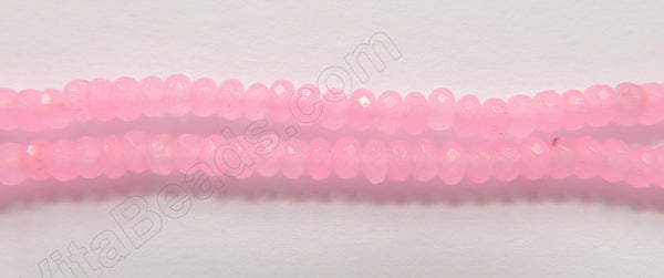 Light Hot Pink Jade  -  Small Faceted Rondel  15"     4 mm