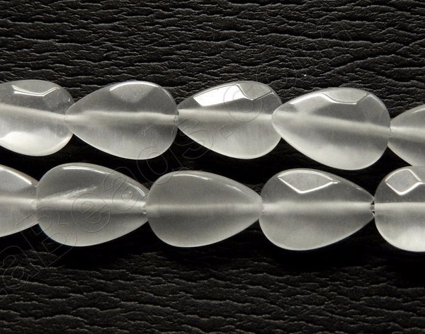 White Cat's Eye  -  Faceted Flat Drops  16"     10 x 15 mm