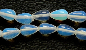 White Opal Quartz  -  Smooth Drops Horizontal Drilled  16"