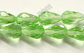 Light Green Crystal Quartz  -  Faceted Drops 15"