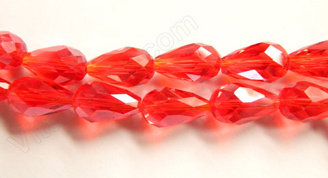 AB Coated Big Red Crystal  -  Faceted Drops  16"