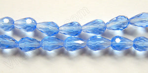 Light Sky Blue Crystal Quartz  -  8x12mm Faceted Drops 14"