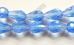 Light Sky Blue Crystal Quartz  -  8x12mm Faceted Drops 14"