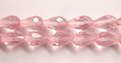 Pink Crystal Quartz  -  10x15mm Faceted Drops 15"