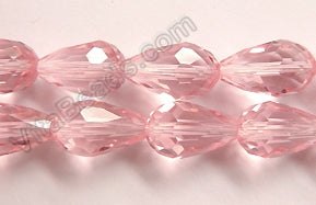 Pink Crystal Quartz  -  Faceted Drops 15"