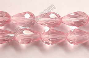 Pink Crystal Quartz  -  10x15mm Faceted Drops 15"