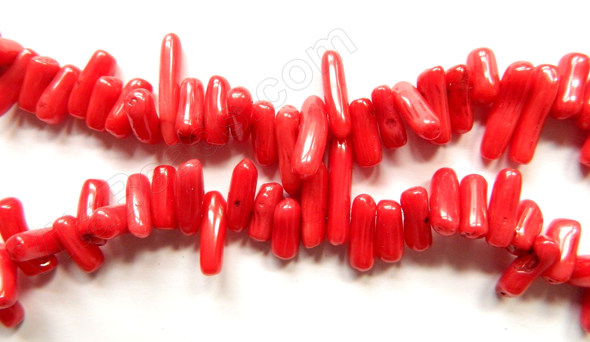 Bamboo Red Coral -  Side Drilled Sticks 16"    10 - 20 mm