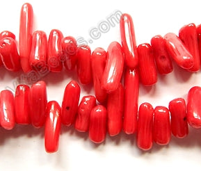 Bamboo Red Coral -  Side Drilled Sticks 16"    10 - 20 mm