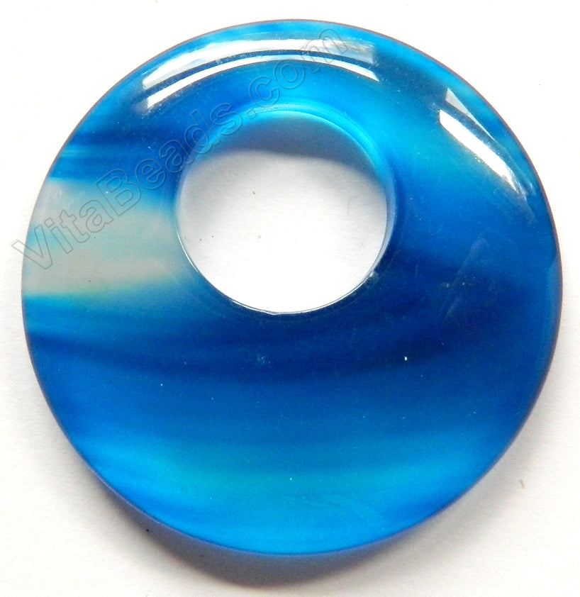 Blue Agate - Drop Donut Pendant