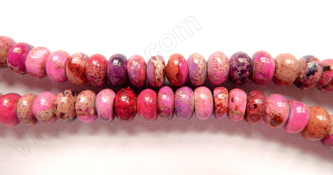 Fuchsia Pink Impression Jasper  -  Smooth Rondels  16"     8 mm