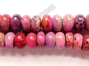 Fuchsia Pink Impression Jasper  -  Smooth Rondels  16"     8 mm
