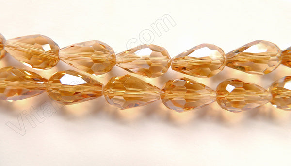 AB Coated Champ. Crystal  -  Faceted Drops  16"