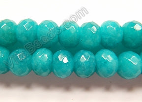 Blue Robin Jade  -  Faceted Rondels  15"   7 x 10 mm