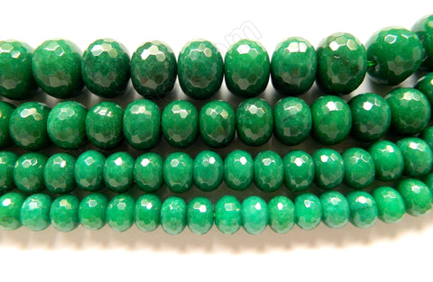 Dark Forest Green Jade  -  Big Faceted Rondels  16"