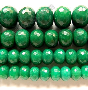 Dark Forest Green Jade  -  Big Faceted Rondels  16"