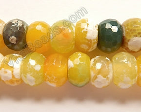 Multi Yellow Fire Agate  -  Big Faceted Rondels  14"     14 x 9 mm