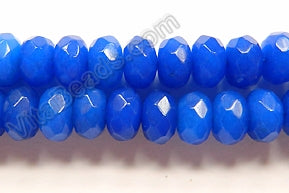 Bright Royal Blue Jade AAA  -  Faceted Rondels  16"    5 x 8 mm